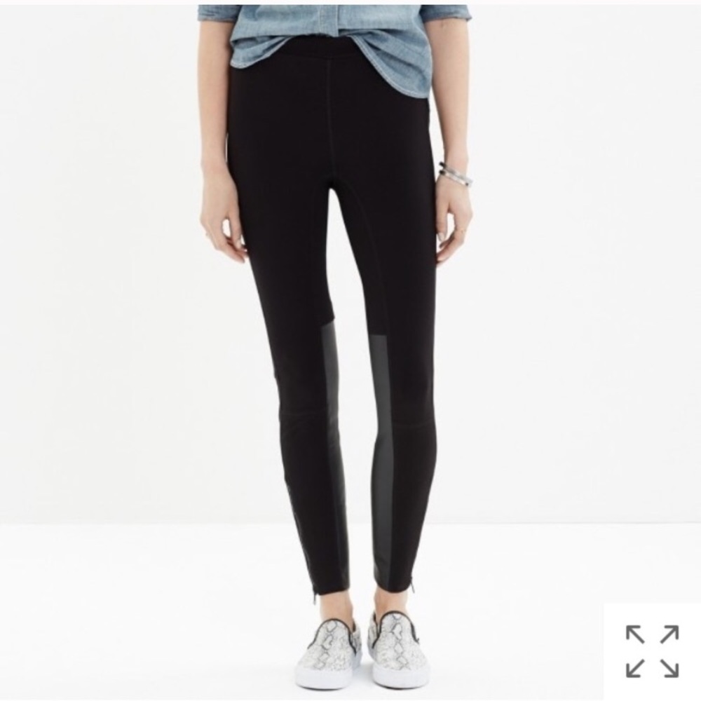 Madewell Leggings with Leather & Zipper Details